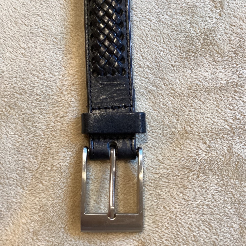 Black Braided Full Grain Cowhide Leather Braided Belt, size‎ XL/44.5"